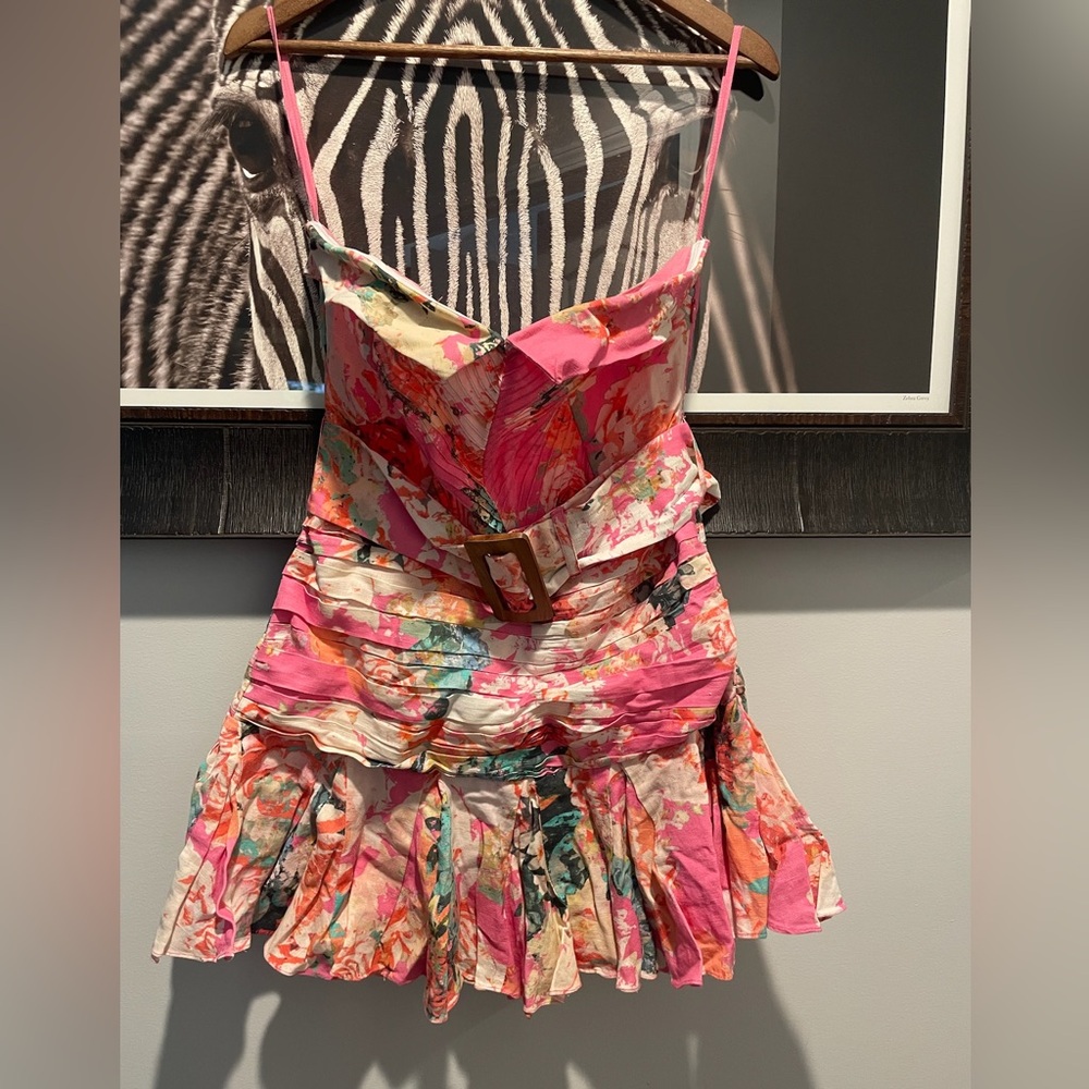 NWT Hemant & Nandita Floral Pink Strapless Dress